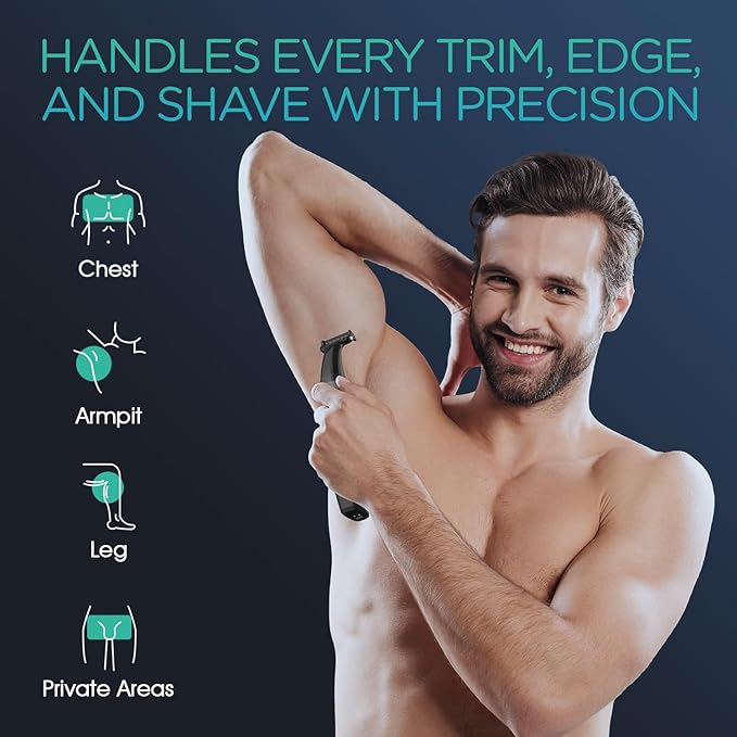 VOYOR Beard Trimmer for Men Electric Razor Nose Face Body Hair Trimmer with Adjustable Length Combs All in 1 Rechargeable Mens Grooming Kit Cordless Electric Shaver Wet/Dry TX510 (Grey)