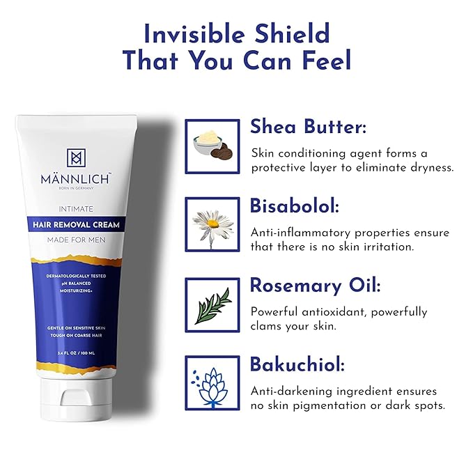 Sheltr Intimate/Private Hair Removal Cream for Men - Painless Faster Soothing for Unwanted Coarse Pubic Hair Suitable For All Skin Types 100ml