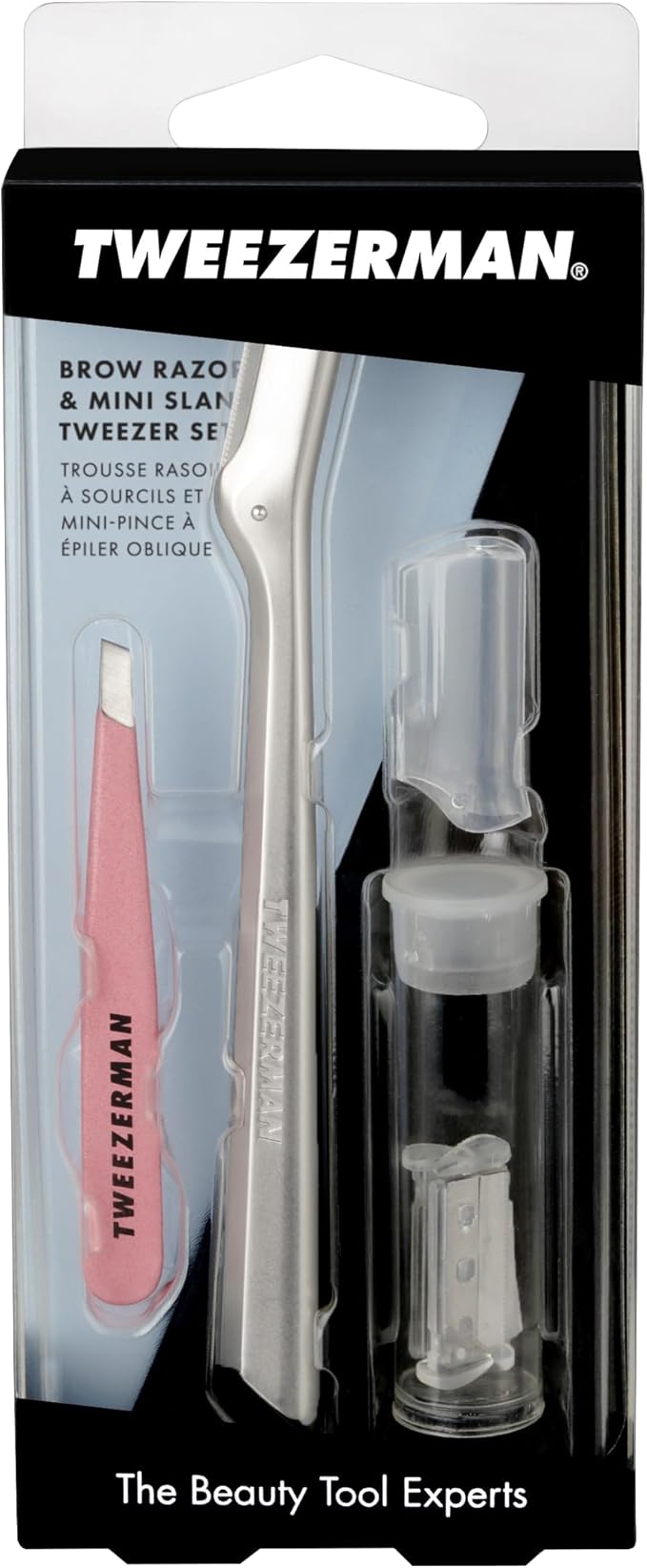 Tweezerman Exclusive Eyebrow Razor &amp Tea Rose Mini Slant Tweezer