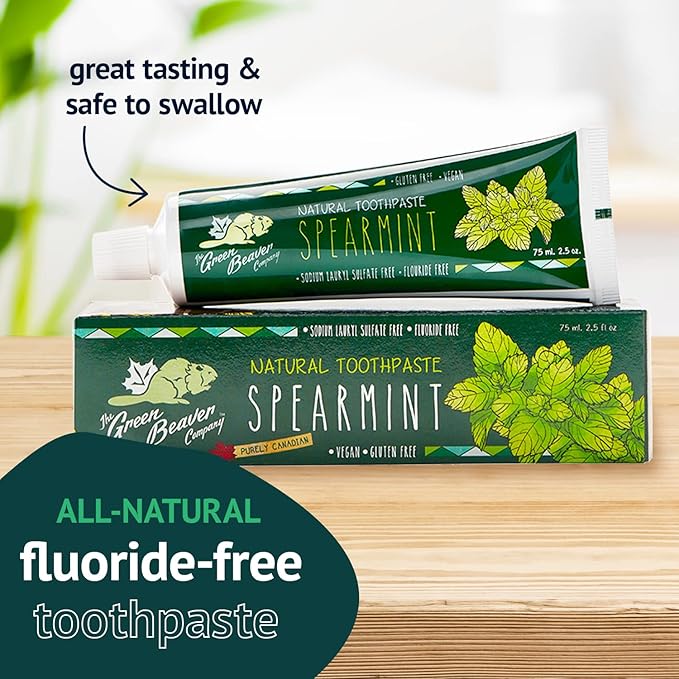 Green Beaver All Natural Organic Toothpaste Vegan Fluoride Free &amp Gluten Free Toothpaste Spearmint Flavor 75ml 3 Pack