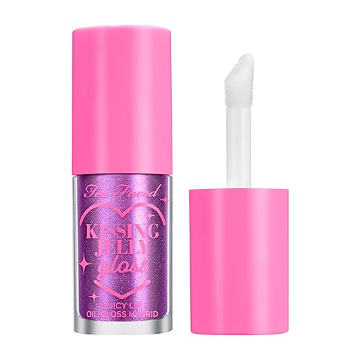 Too Faced Kissing Jelly Lip Oil Gloss | Hydrating Lip Oil + Gloss Hybrid for Instant Moisture and Shine 0.15 Fl Oz