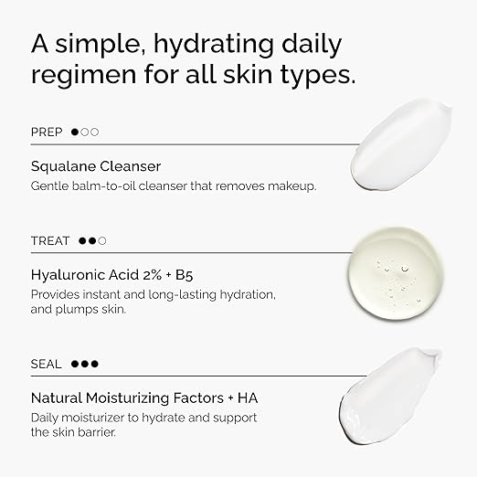 The Ordinary The Daily Set Daily Skincare Routine with Squalane Cleanser Hyaluronic Acid 2% + B5 and Natural Moisturizing Factors + HA | Skin Care Set