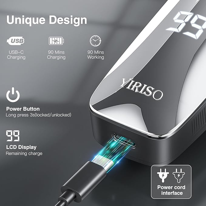 Electric Razor for Men Men?™s Electric Shavers Wet &amp Dry Shaver with Pop-up Trimmer USB-C Rechargeable Waterproof Portable Shaver with LCD Display/Travel Organizer/Travel Lock Ideal Men Gift
