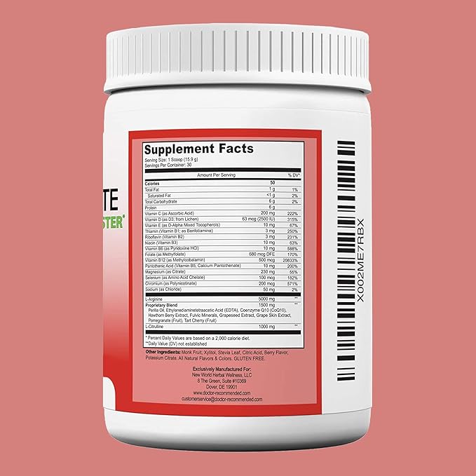 Cardio Complete - Heart Health Support Powder Supplement - 3-in-1 Nitric Oxide Booster with 5000 L-Arginine 1000mg L-Citrulline and Hawthorn Berry