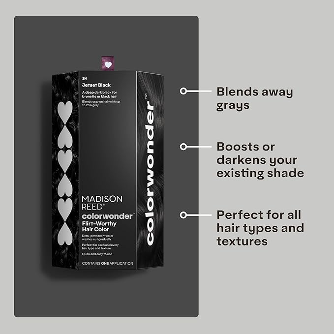 Madison Reed colorwonder Demi-Permanent Hair Color Effortless At-Home Hair Dye Ammonia-Free Cruelty-Free Jetset Black (2N True Black) Pack of 2