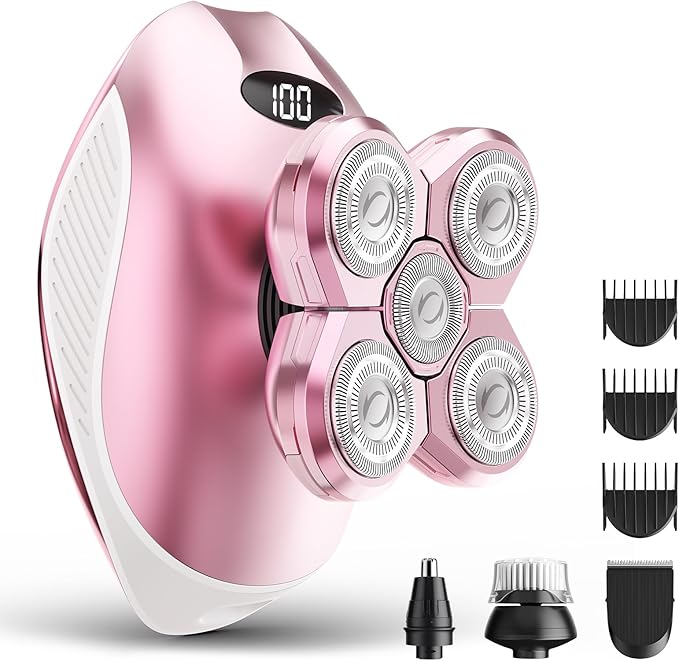 Electric Razors for Women 5-in-1 Multi-Function Womens Razor with LED Display Rechargeable Waterproof Electric Shaver Ideal Travel Trimmer Body Hair Remover for Legs Face Armpits &ampBikini Area