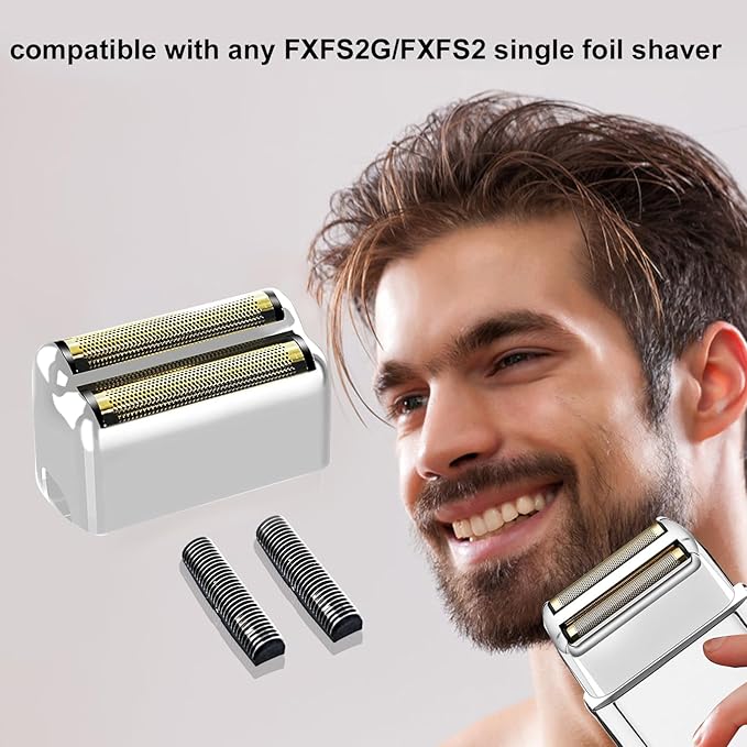 Professional Replacement Foil and Cutters for BaBylissPRO Barberology Double Foil Shaver Compatible with BaBylissPRO Barberology FXFS2 Shaver (3 silver)