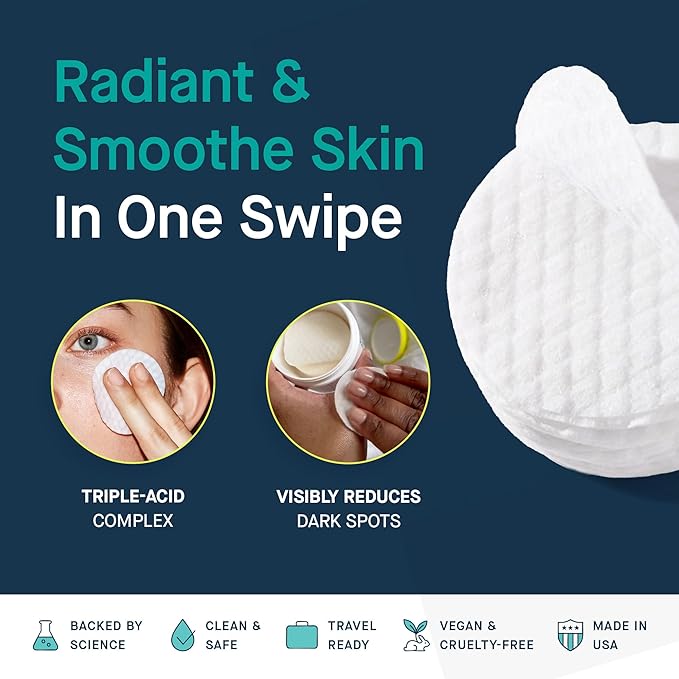 SLMD by Dr. Pimple Popper - AHA BHA Toner Pads Swipes Salicylic Acid Glycolic Acid &amp Lactic Acid - Daily Resurfacing Pads for Face &amp Body - Facial Exfoliating Resurface Treat and Prevent A