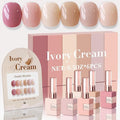 Double Rhythm 6 Pcs 15 ML Gel Polish Set Same Color Same Bottle Soak Off Gel Polish Kit Nail Art Manicure Salon DIY at Home for Women (Light Dark Nude Beige Cream Pink-T6-18)