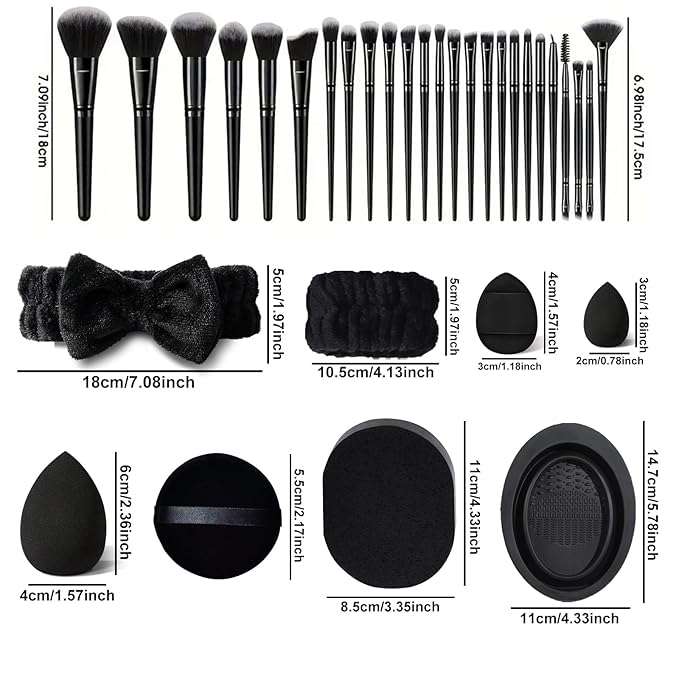 47Pcs Black Makeup Brushes Set Professional Makeup Kit Multi-functional Makeup Tool Set with Facial Makeup Accessories Foundation Makeup Brush Kit Eye and Face Make up Brushes &amp Tools