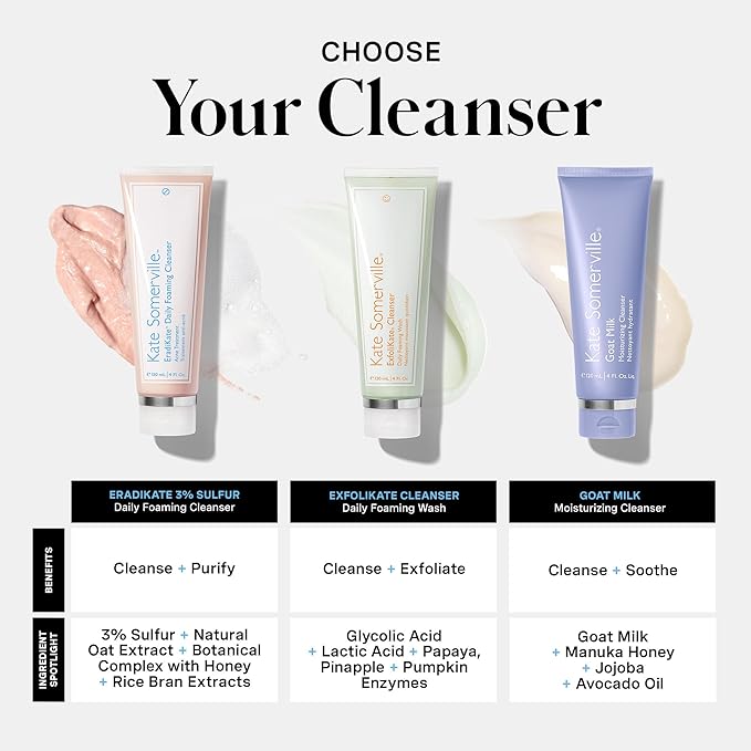 Kate Somerville EradiKate 3% Sulfur Daily Foaming Cleanser Acne Treatment ? Clinically Formulated Medicated Face Wash Balances Skin and Cleans Pores 2-Pack of 4 Fl Oz Each