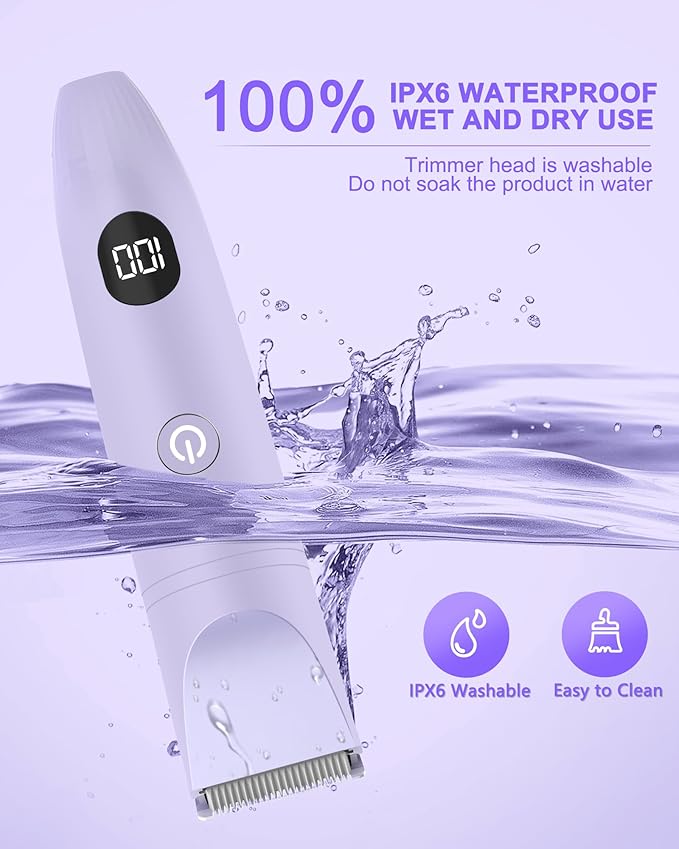 Bikini Trimmer for Women Electric Razor for Pubic Hair 3-in-1 Bikini Shaver for Legs Body Hair Womens Electric Razor IPX6 Waterproof Gifts for WomenPurple