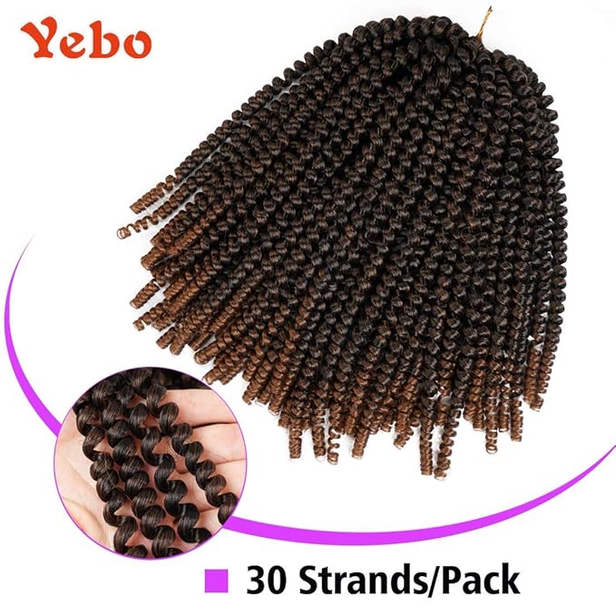 YEBO 4 Packs 12 inches Spring Twist Hair for Butterfly Locs Crochet Hair Ombre Colors Synthetic Braiding Hair Extensions for Woman(T30/12inch)