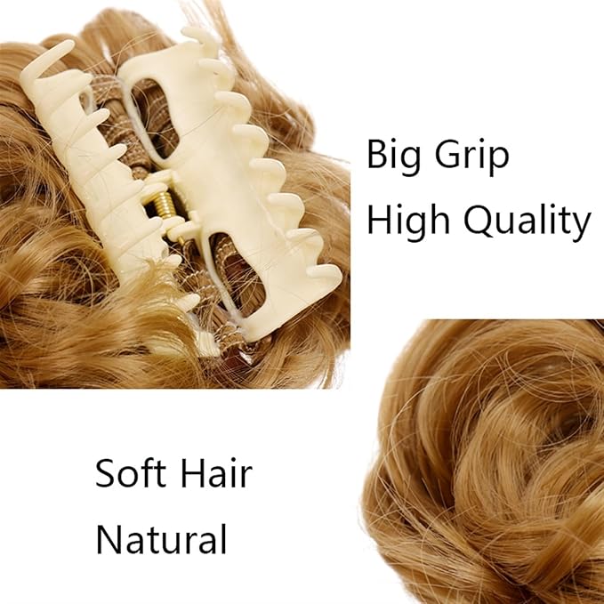 FRANCES Fake Hair Bun Synthetic Messy Bun Wavy Curly Bun Ponytail Hair Extensions Fancy Curly Bun Claw Clip Bun Wig For Women Hair Accessories (Color : 1pcs-09)