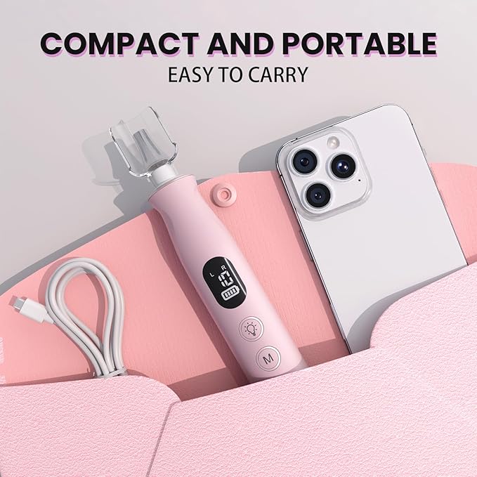 Electric Nail Drill Cordless 2000 mAh Rechargeable Portable Nail File 12 in 1 Kit for Thick Toenails 10 Speeds Nail Dril Machine Professional Manicure Pedicure for Hand Natural Nails Care (Pink)