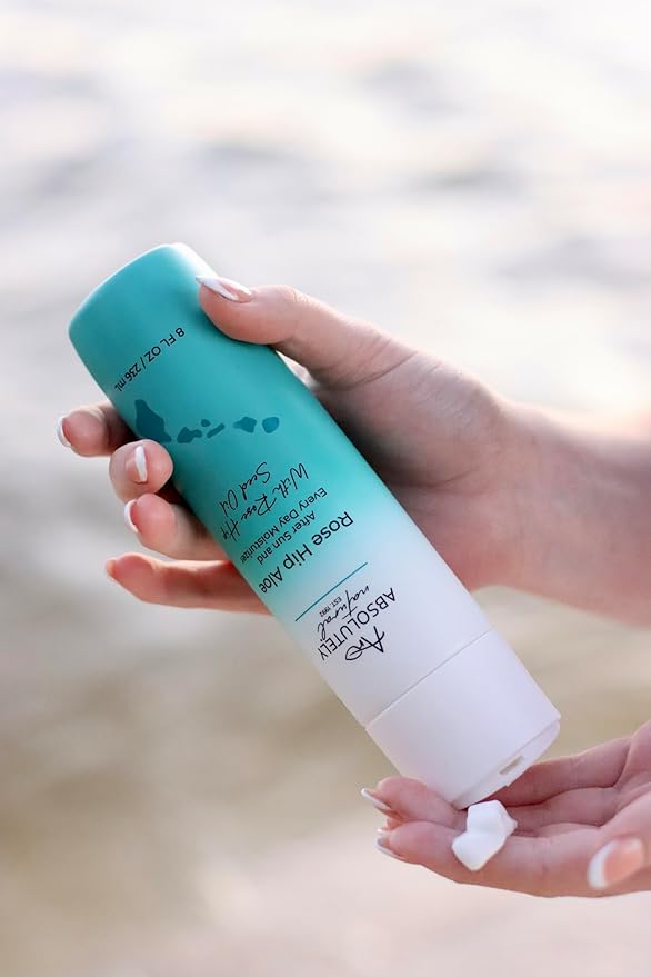 Absolutely Natural After Sun Lotion &amp Moisturizer with Aloe Vera Rose Hip Oils &amp Vitamin E | Helps Prevent Anti-Aging &amp Sunburn Relief - 8 Fl Oz
