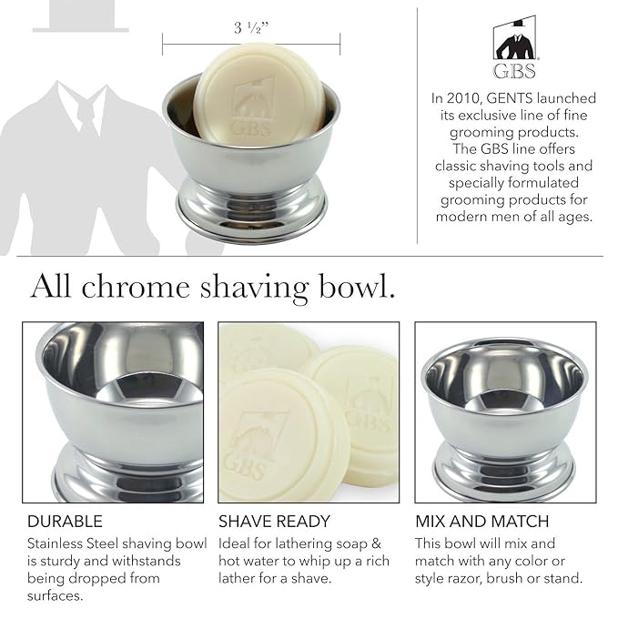 G.B.S Stylish Shaving Kit- For Men?™s Beard Traditional 42C Safety Razor Badger Shaving Brush Stainless Brush &amp Razor Stand Chrome Bowl 3 Pack of Natural Shaving Soaps + 25 DE Razor Blades