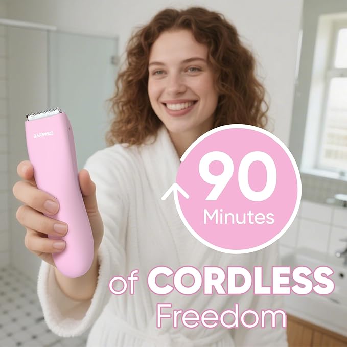 Bikini Trimmer for Women Pubic Hair Trimmer | Waterproof USB-C Rechargeable LED Light Replaceable Blade | Electric Razors for Women Electric Lady Shaver (Rose)