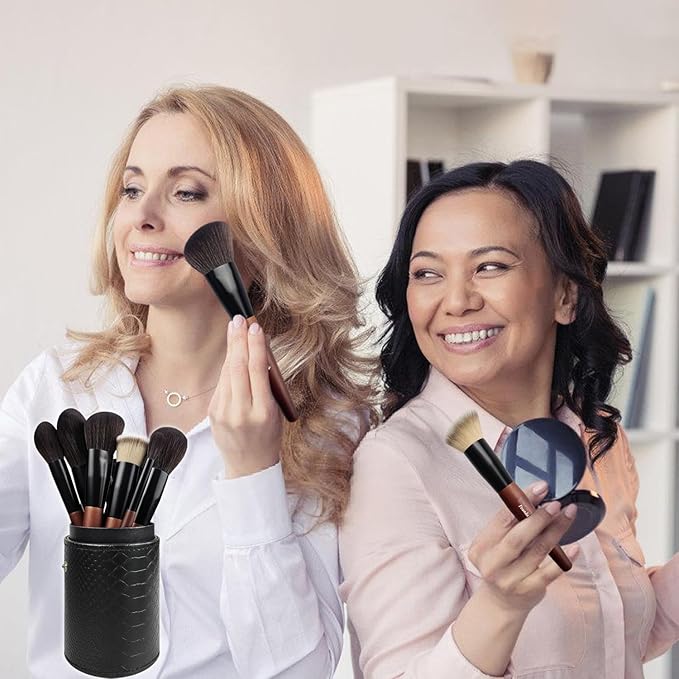 Makeup Brushes 16 Pcs Makeup Brush Set Professional Wood Handle Travel Make Up Brushes Set with Case Premium Cruelty-Free Synthetic Fiber Hair Makeup Brush Kit with Holder