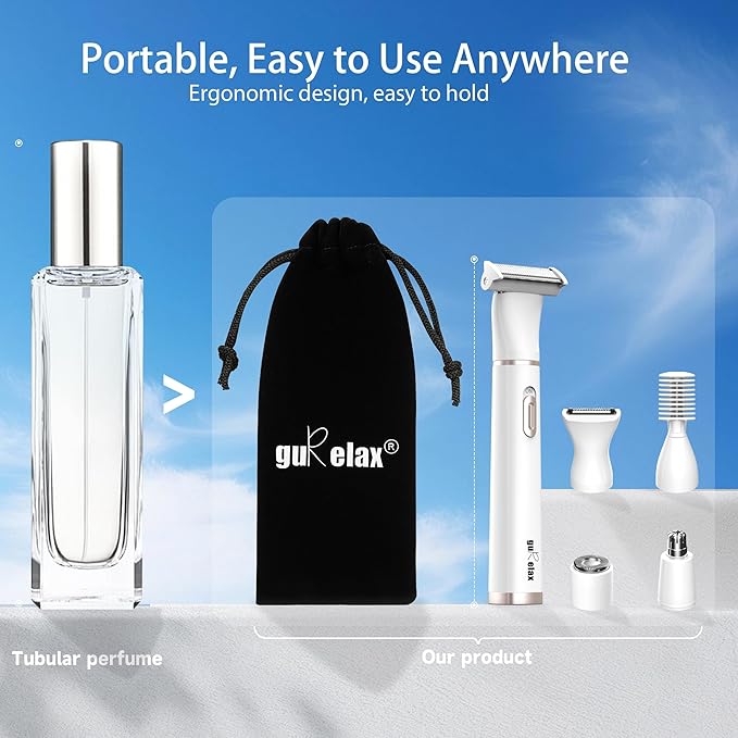 Gurelax Electric Body Hair Trimmer - Groin Trimmer for Men - Bikini Trimmer Women - 5-in-1 Lady Shaver Groomer IPX7 Waterproof Razor Heads&ampUSB Recharge with Travel Bag