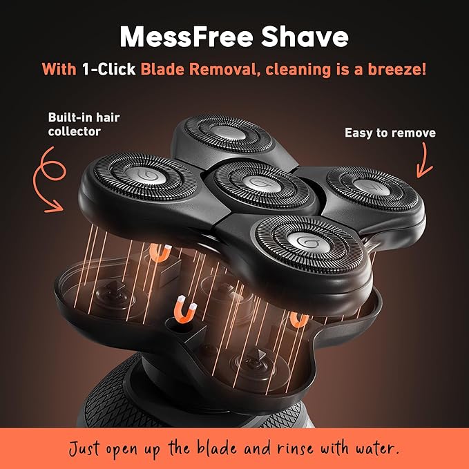 GROOMIE No Hair Don't Care Bundle - 5D BaldiePro Electric Head Shavers for Bald Men Natural Pre-Shave Oil to Promote Close Shave &amp Natural Aftershave Serum - Mens Head Shaver Kit w/Electric Raz