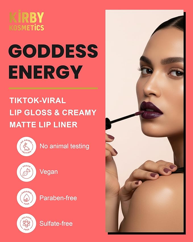 Lip Kit Duo ? Goddess Energy - TikTok-Viral Precision Liner &amp Glossy Liquid Lipstick Clean 2-Step Set with Hydrating Long-Wear Color ? Bold Inclusive Beauty for Everyday Konfidence
