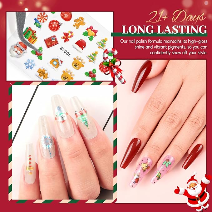 COSCELIA Christmas Gel Nail Polish Kit with U V Light Base and Top Coat 20 Bottles Gel Polish and 3 Colors Poly Extension Polish Set Glitter Decoration Starter Kit Gifts for Women