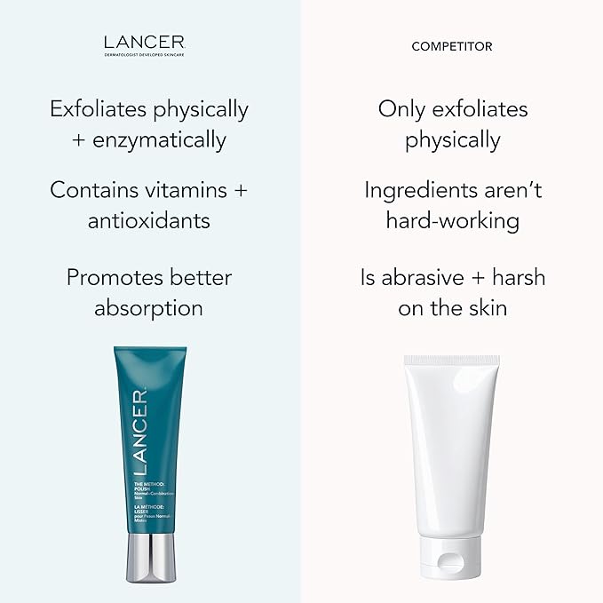 Lancer Skincare The Method: Polish Facial Exfoliator Daily Exfoliation Face Scrub with Natural Minerals Polish Normal-Combination Skin 2 Fluid Ounces