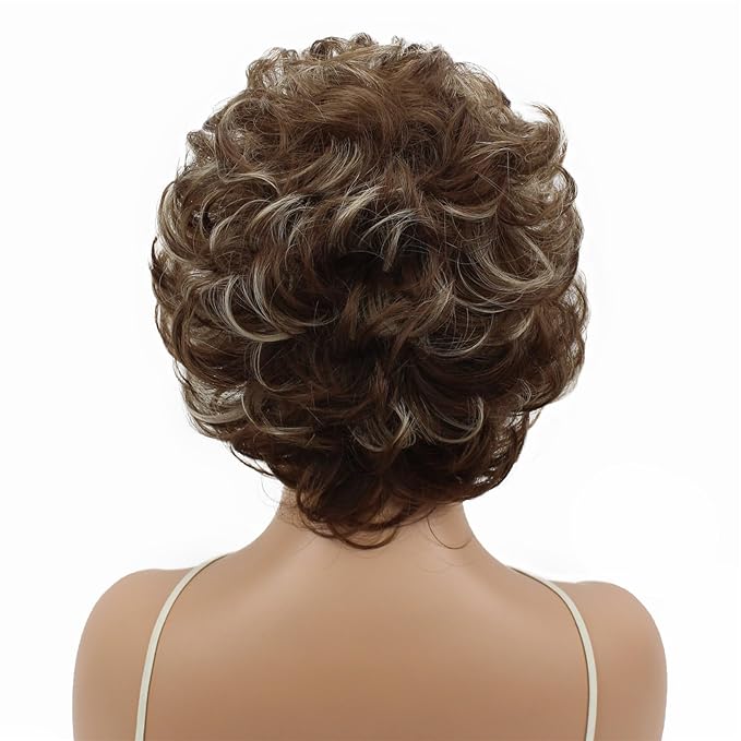 Aimole Women Synthetic Wig Natural Mid length Curly Hair Blonde Wigs (12-83)