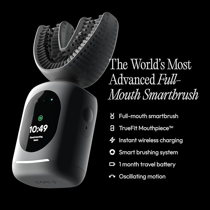 Feno Smartbrush Elite Oral Health ? AI-Powered Electric Toothbrush with Personalized Mouthpiece 1 Tube Foam Toothpaste Tongue Scraper Salivary Microbiome Test &amp 12-Month Plus Membership