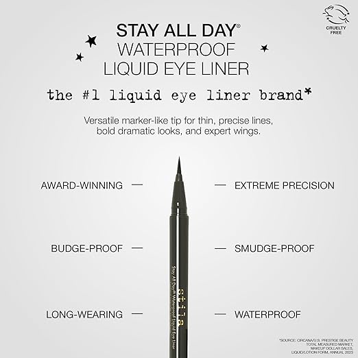 stila Waterproof Liquid Eye Liner Stay All Day Makeup with Fine Brush Tip Lasting Satin Finish Smudge-Proof &amp Transfer-Resistant
