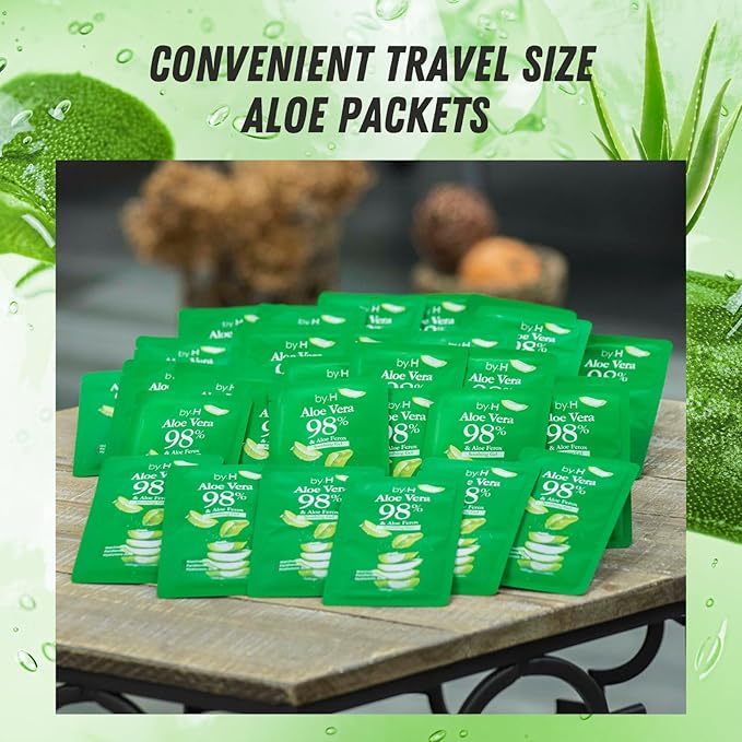 by.H Organic Aloe Vera Bulk Soothing Gel-Natural Moisturizer for Skin [90 PCS] Hair Effective for Sunburns Razor Burns Gentle Non-Greasy Skincare [Made in Korea] Pouch - (3 Packs of 30 PCS)