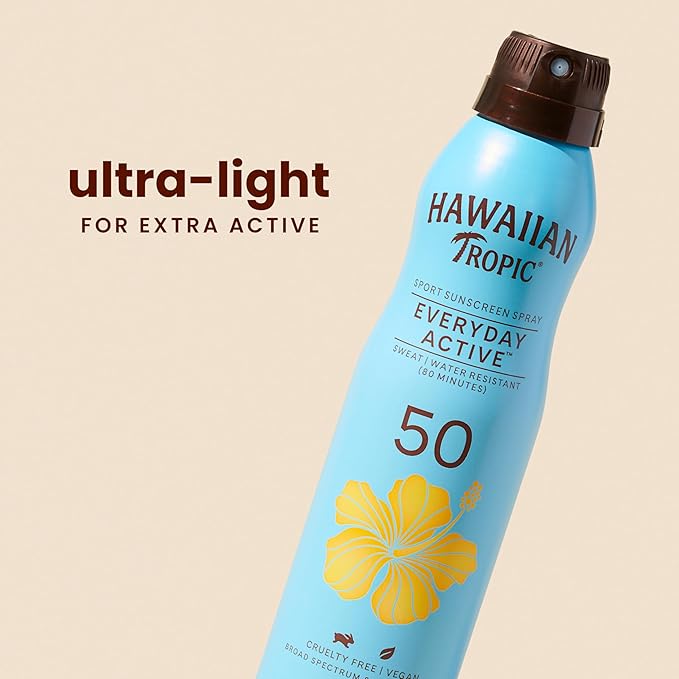 Hawaiian Tropic Everyday draft Spray Sunscreen SPF 50 | Body Sunscreen Spray SPF 50 Sunblock Oxybenzone Free 6oz each Twin Pack
