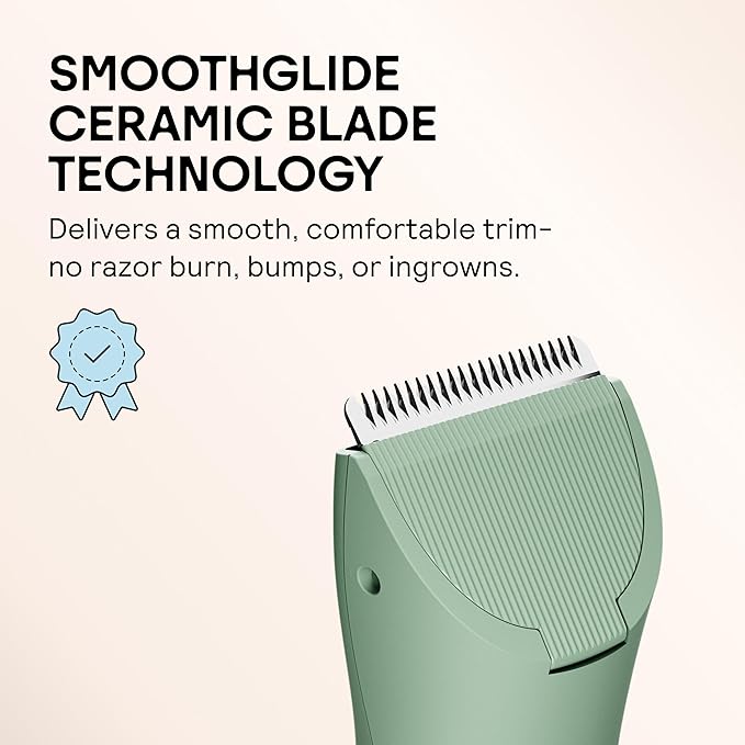 MERIDIAN The Trimmer Original - Body Hair Trimmer for Men Electric Shaver for Pubic Hair Chest Legs &amp Bikini Waterproof &amp Rechargeable Sage