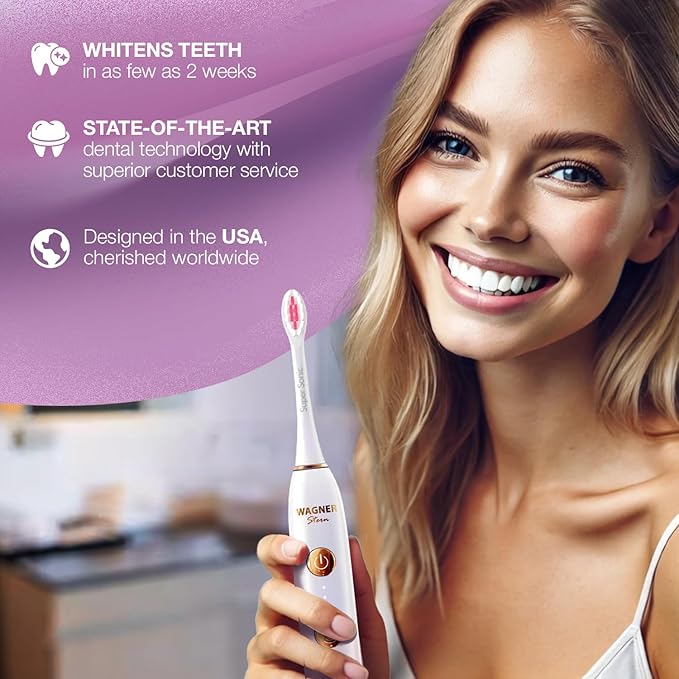 Wagner Stern WT8900 Series Electric Toothbrush ? Whitening &amp Pressure Sensor 5 Modes 3 Intensities 8 Soft Brush Heads Rechargeable Travel Case Included