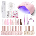 MelodySusie Gel Nail Polish Kit with UV Light P-ART06F- Popular Color Gel with Builder and Baser &ampGlossy Top Coat Soak Off Includes Nail Art Tools Nail Art Gift for Women &amp Girls