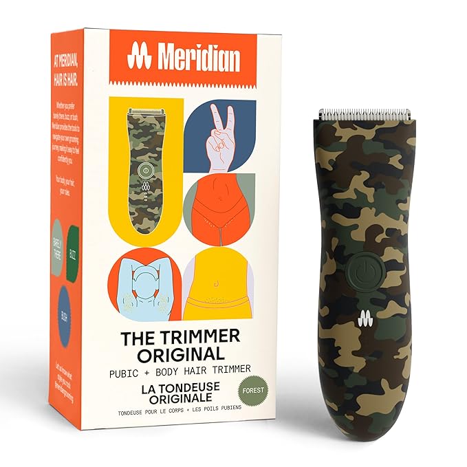 MERIDIAN The Trimmer Original - Body Hair Trimmer for Men Electric Shaver for Pubic Hair Chest Legs &amp Bikini Waterproof &amp Rechargeable Forest