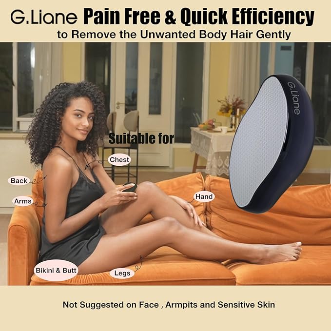 Crystal Hair EraserUpgraded Painless Crystal Hair RemoverEffective Nano Glass Hair Removal Device and Skin ExfoliationBody Epilator for Women and Men(Black)