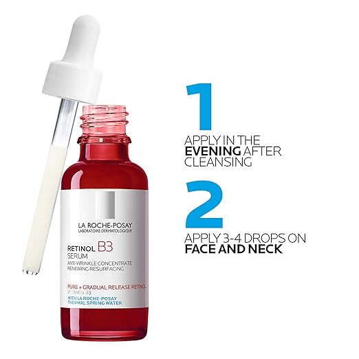 La Roche-Posay Pure Retinol Face Serum with Vitamin B3 Anti Aging Face Serum for Lines Wrinkles &amp Premature Sun Damage to Resurface &amp Hydrate Suitable for Sensitive Skin 1.0 Fl. Oz