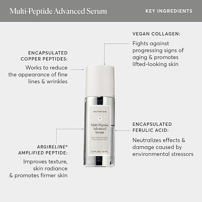 Naturium Multi-Peptide Advanced Serum Jumbo Firming &amp Smoothing Face Serum for Fine Lines &amp Wrinkles with Advanced Multi-Peptide Blend 2 oz