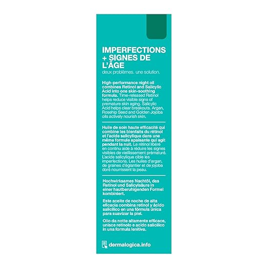 Dermalogica Retinol Clearing Oil Face Serum with Salicylic Acid - Anti-Aging Acne Treatment That Delivers Clearer Vibrant Skin by Morning (1 Fl Oz)