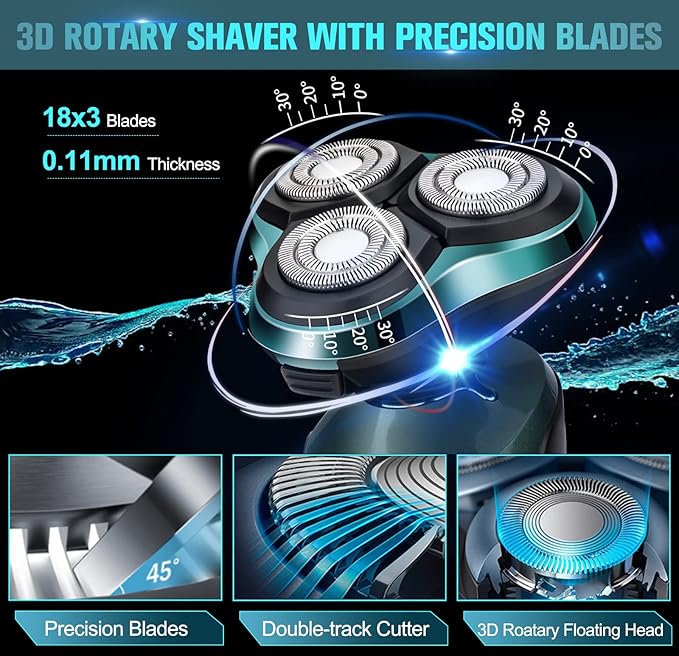 New Upgrade Electric Razor for MenElectric Shavers for Men Cordless Rechargeable 3D Rotary Men ShaverWet/Dry Mens ShaverWaterproof Mens Razor for Shaving Gifts for Husband DadBoyfriend