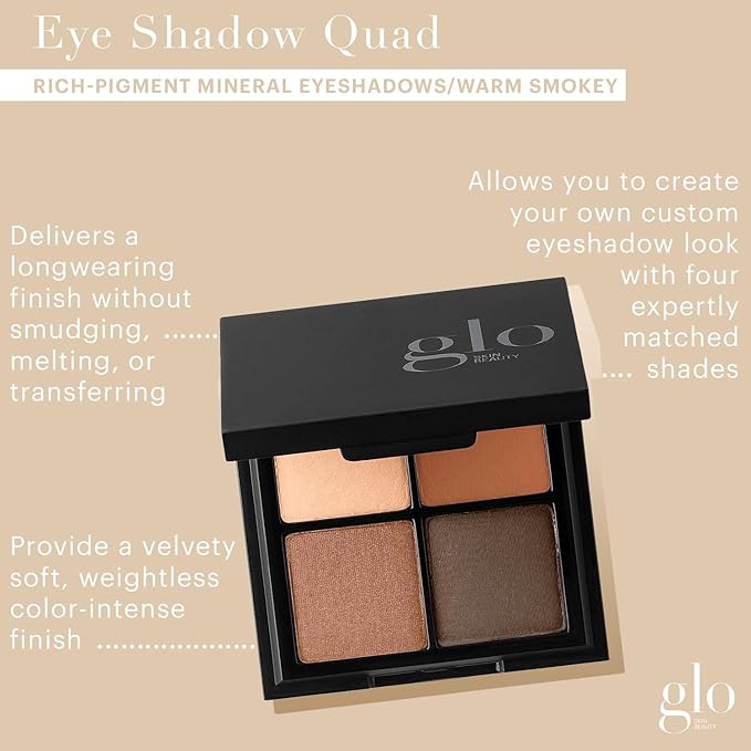 Glo Skin Beauty Eye Shadow Quad | Expertly Matched Shades for A Custom Eye Statement (Warm Smokey)