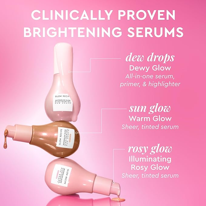 Glow Recipe Hue Drops Tinted Face Serum - Illuminating Glow Drops to Brighten &amp Hydrate - Skincare Makeup Primer &amp Liquid Highlighter to Blur Pores for a Radiant Even Skin Tone - Rosy Glow (4