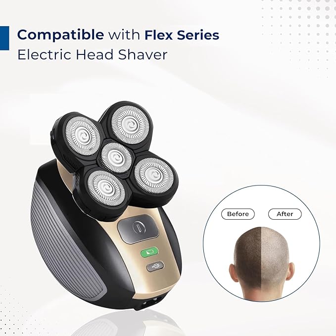 4 Pack Shaver Replacement Blades Compatible with Freedom Head Electric Razor Shaving 5 Blades Shaver Replacement Heads for Head Shavers for Bald Men Replacement Blades for Head Shaver Kit 2 Brush