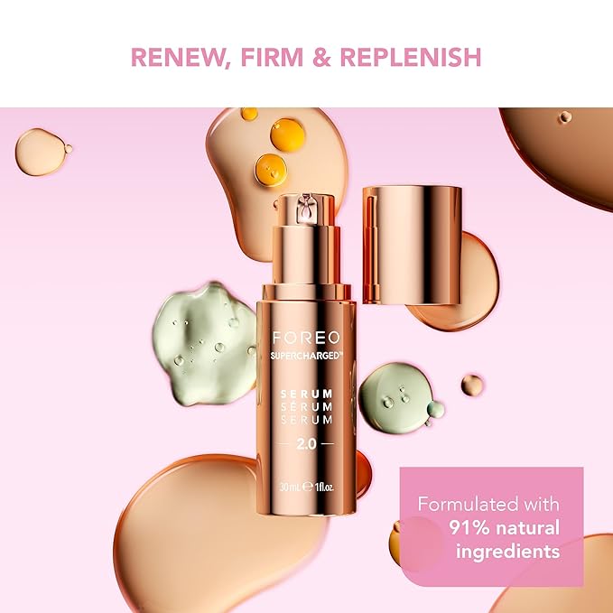 FOREO Firm &amp Fabulous BEAR mini + Serum Serum Serum 1 Oz Anti aging Starter Kit- Microcurrent Facial Device- Instant Face Lift- Double Chin Eliminator- Facial Skin Care Products- Gift Set- Pearl P