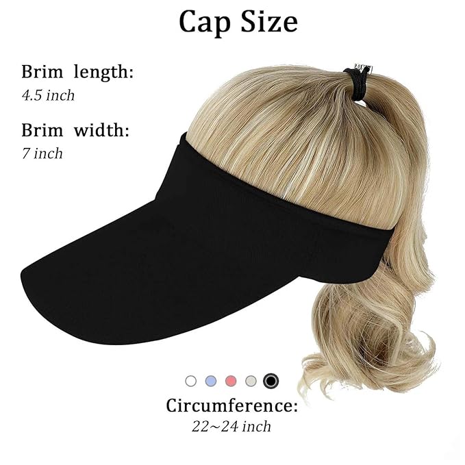 Hat Wig for Women Baseball Cap Wig with Curly Synthetic Hair Extensions Ponytail Cap wig Sun Hat with Hair