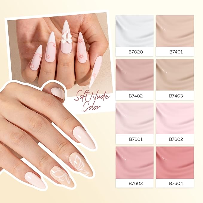 MelodySusie Plant Based Gel Nail Polish SetPink and Nude Versatile ColorsHema FreeSoak Off UV LED Gel Polish Nail Art Manicure Salon DIY at Home 8Pcs 10ml/0.34 fl oz