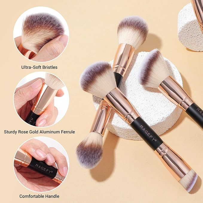 MAGEFY Makeup Brushes 37 Pcs Makeup Kit Multi-functional Makeup Tool Set with Double-End Powder Blush Eyeshadows Brush Make up Brushes Set BagBlackgold