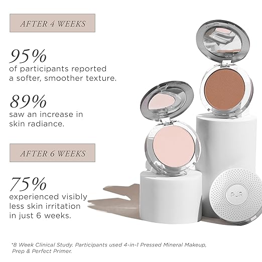 P?R MINERALS 4-in-1 Pressed Mineral Makeup Powder Foundation with SPF 15 - Concealer &amp Finishing Compact Pressed Powder for Face - Buildable Medium to Full Coverage Foundation Powder